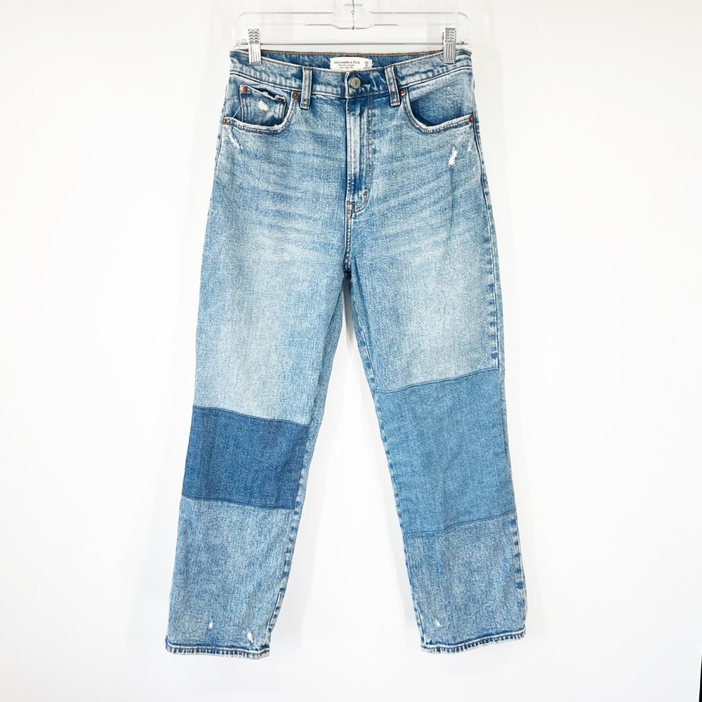 Abercrombie & Fitch The Ankle Straight Jeans Ultra High Rise Patchwork